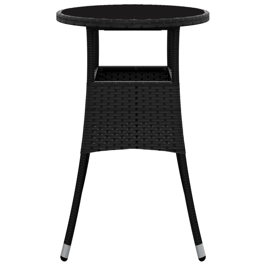 Tuintafel Ø60X75 Cm Gehard Glas En Poly Rattan Zwart
