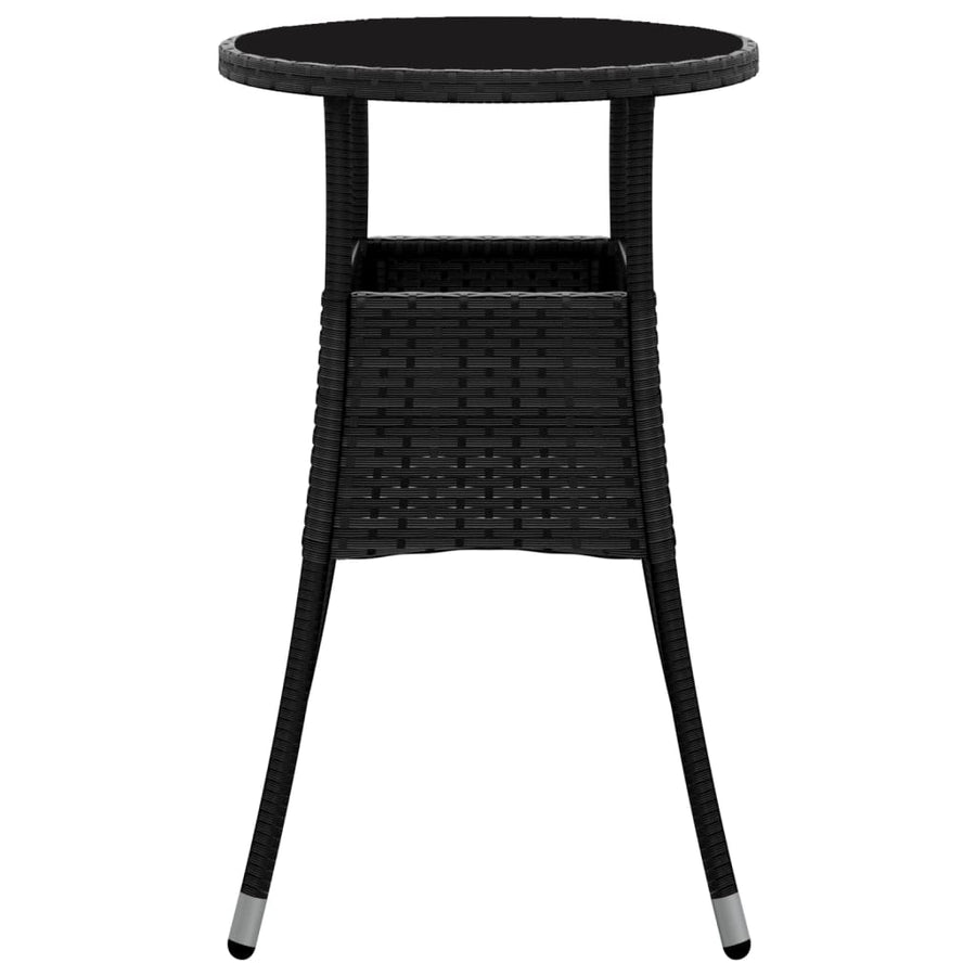 Tuintafel Ø60X75 Cm Gehard Glas En Poly Rattan Zwart