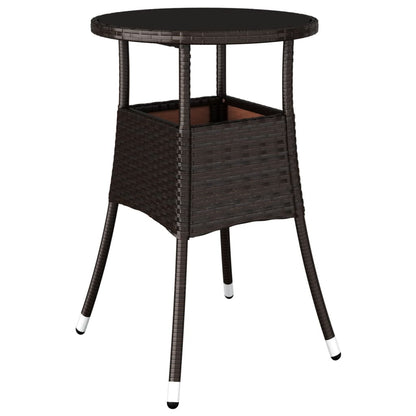 Tuintafel Ø60X75 Cm Gehard Glas En Poly Rattan Bruin