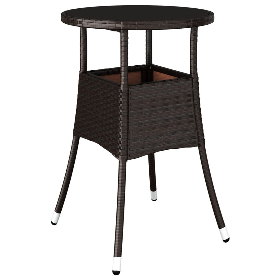Tuintafel Ø60X75 Cm Gehard Glas En Poly Rattan Bruin