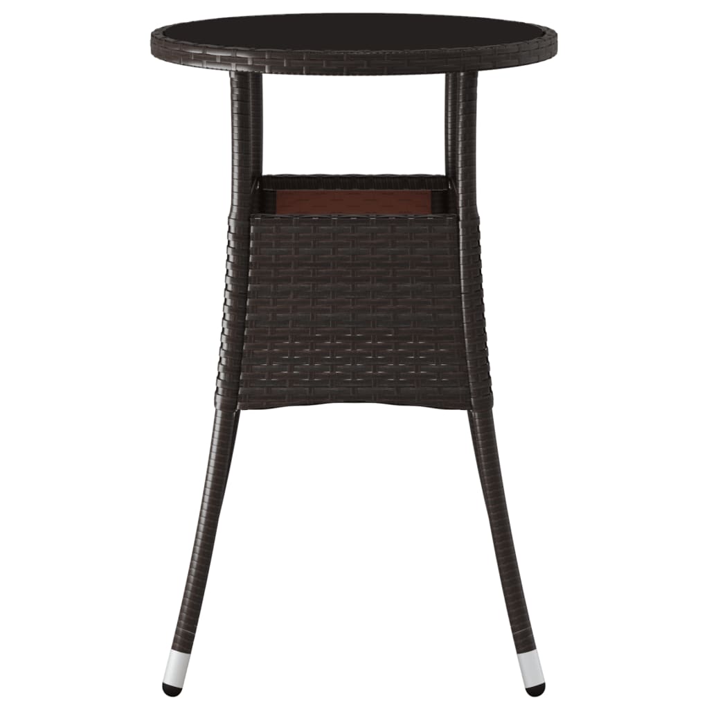 Tuintafel Ø60X75 Cm Gehard Glas En Poly Rattan Bruin
