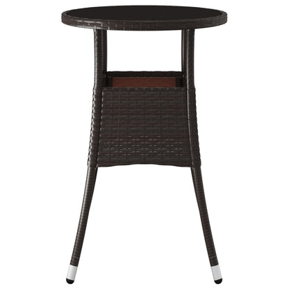 Tuintafel Ø60X75 Cm Gehard Glas En Poly Rattan Bruin