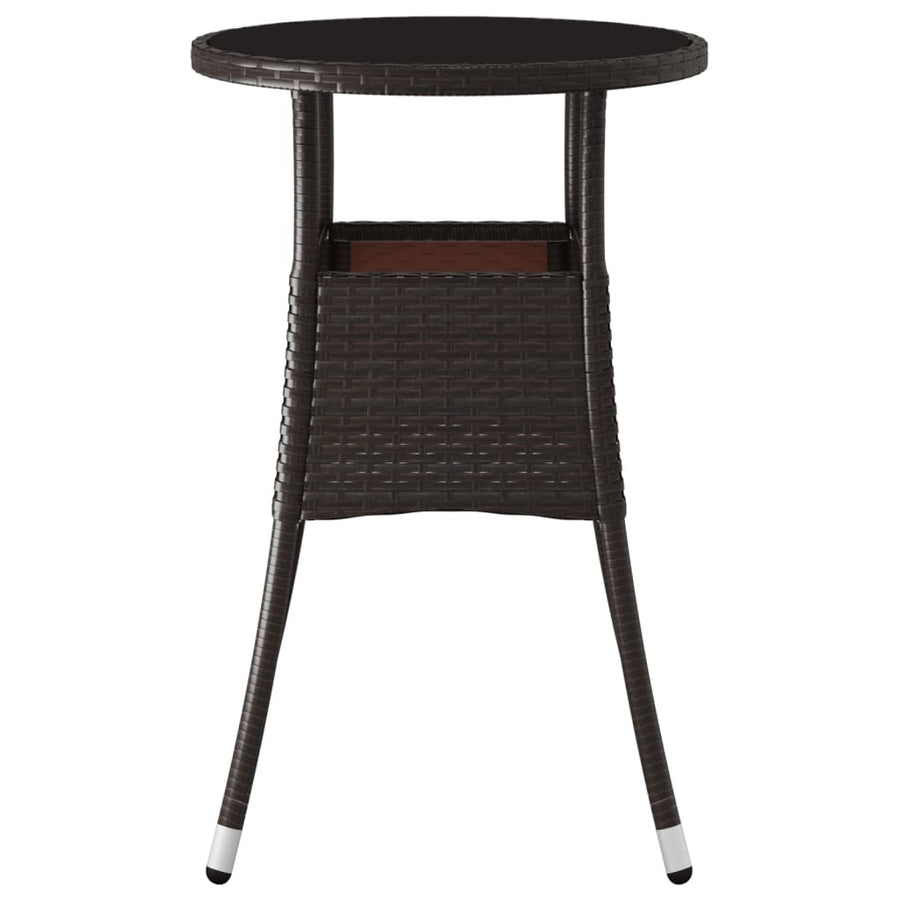 Tuintafel Ø60X75 Cm Gehard Glas En Poly Rattan Bruin
