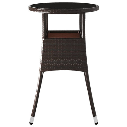 Tuintafel Ø60X75 Cm Gehard Glas En Poly Rattan Bruin
