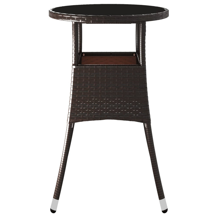 Tuintafel Ø60X75 Cm Gehard Glas En Poly Rattan Bruin