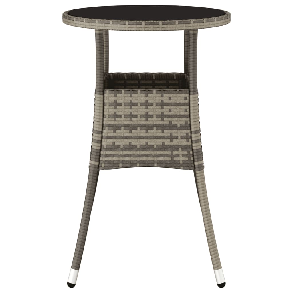 Tuintafel Ø60X75 Cm Gehard Glas En Poly Rattan Grijs