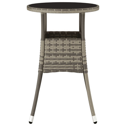 Tuintafel Ø60X75 Cm Gehard Glas En Poly Rattan Grijs