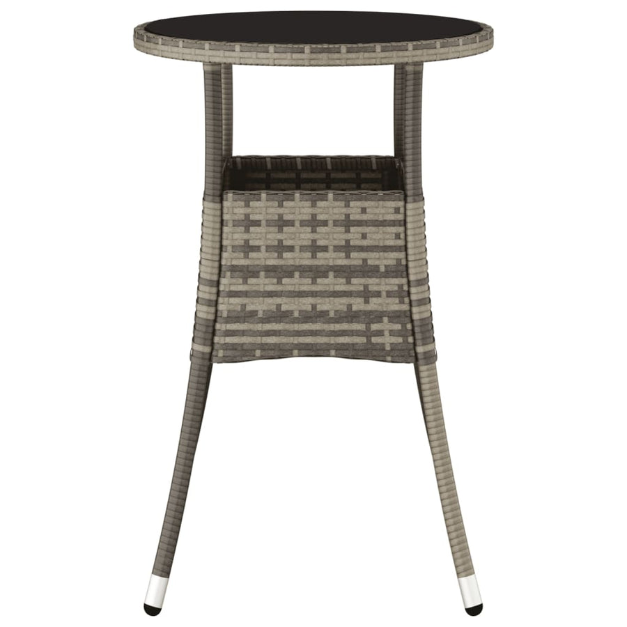 Tuintafel Ø60X75 Cm Gehard Glas En Poly Rattan Grijs