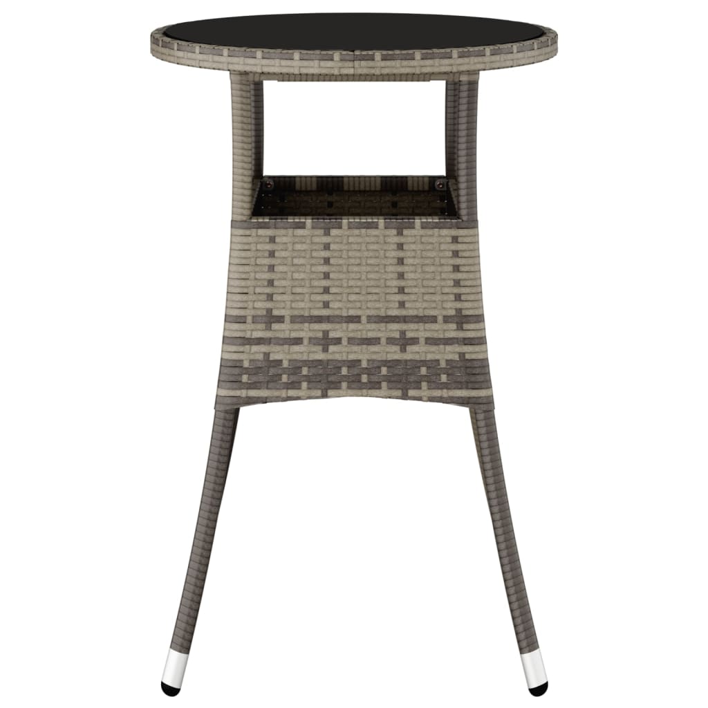 Tuintafel Ø60X75 Cm Gehard Glas En Poly Rattan Grijs
