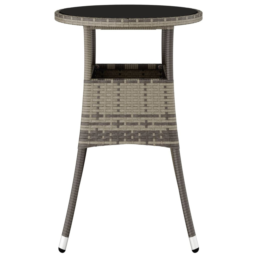 Tuintafel Ø60X75 Cm Gehard Glas En Poly Rattan Grijs