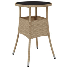 Tuintafel Ø60X75 Cm Gehard Glas En Poly Rattan Beige