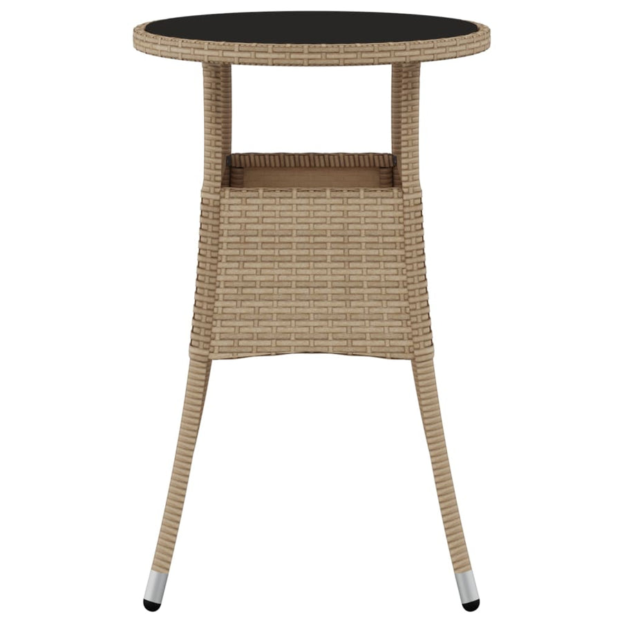 Tuintafel Ø60X75 Cm Gehard Glas En Poly Rattan Beige