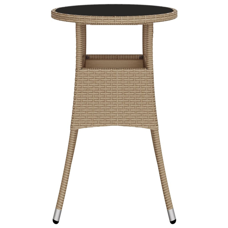 Tuintafel Ø60X75 Cm Gehard Glas En Poly Rattan Beige