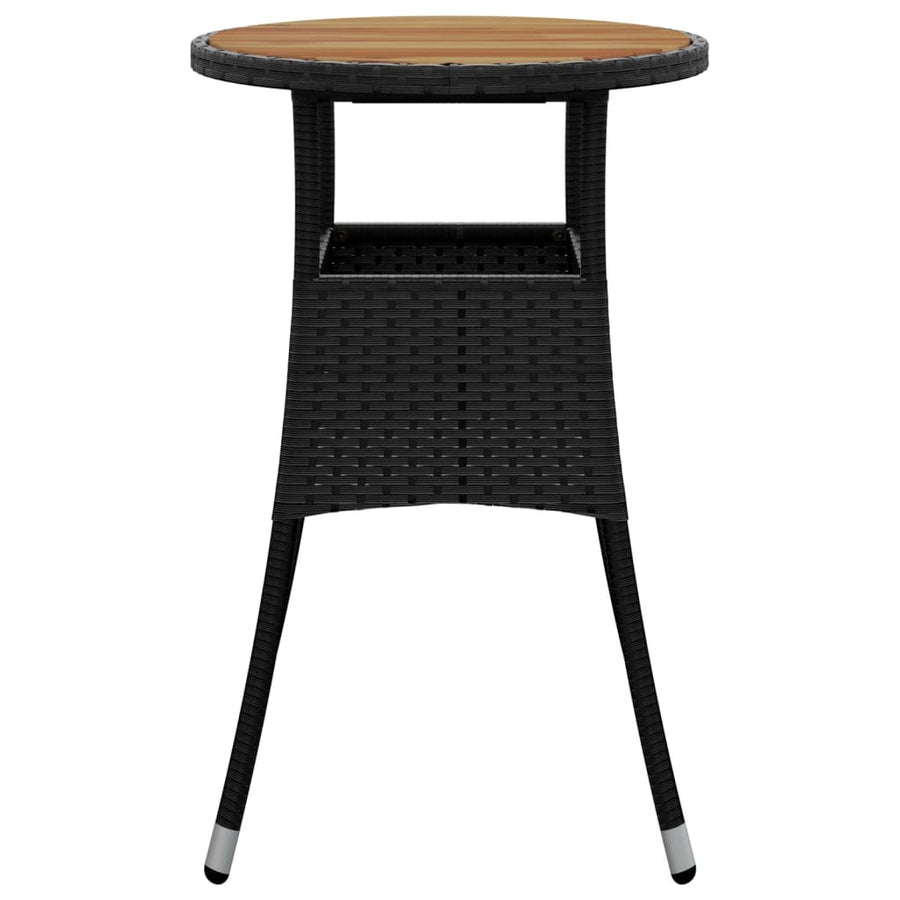 Tuintafel Ø60X75 Cm Acaciahout En Poly Rattan Zwart