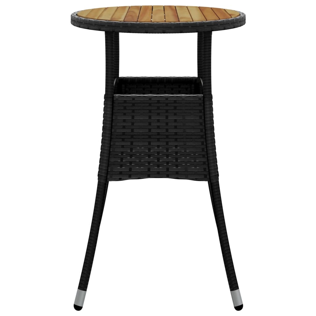 Tuintafel Ø60X75 Cm Acaciahout En Poly Rattan Zwart