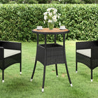 Garden table Ø60x75 cm acacia wood and poly rattan black