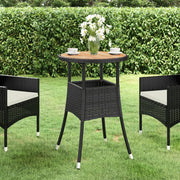 Garden table Ø60x75 cm acacia wood and poly rattan black