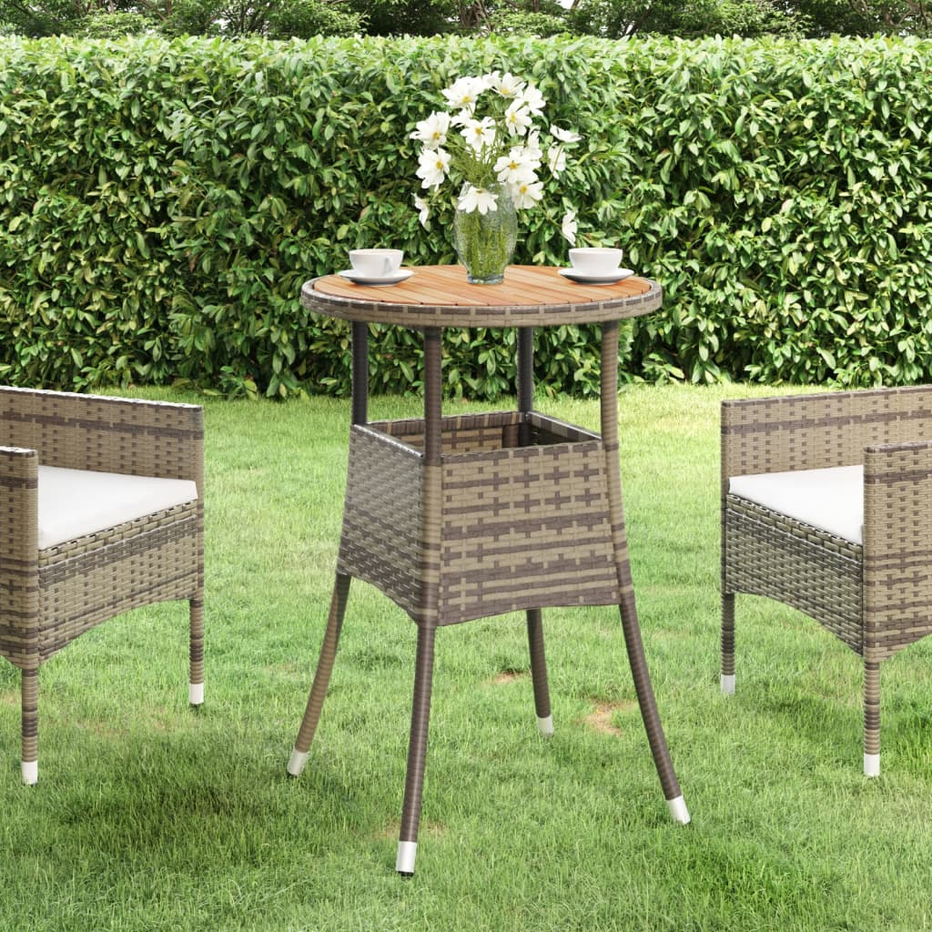 Tuintafel Ø60X75 Cm Acaciahout En Poly Rattan Zwart
