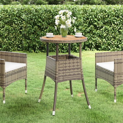 Tuintafel Ø60X75 Cm Acaciahout En Poly Rattan Zwart