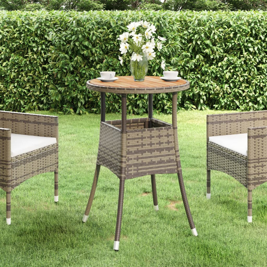 Tuintafel Ø60X75 Cm Acaciahout En Poly Rattan Zwart