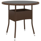 Tuintafel Ø80x75 cm gehard glas poly rattan bruin