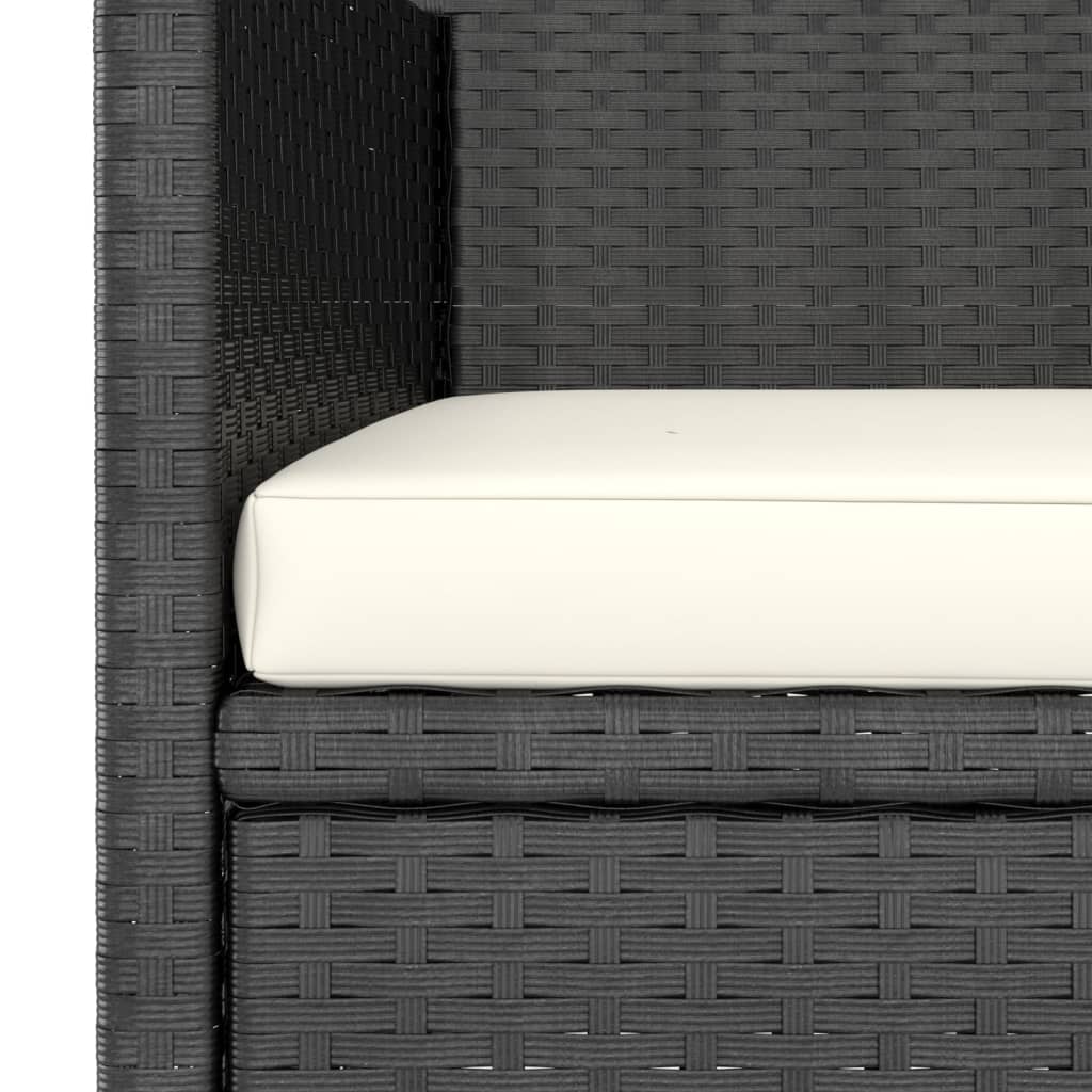 -delige Tuinstoel- en voetenbankset rattan Zwart