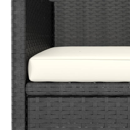 -delige Tuinstoel- en voetenbankset rattan Zwart