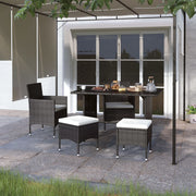 Tuinstoelenset poly rattan 2 stoelen 2 voetenbanken zwart