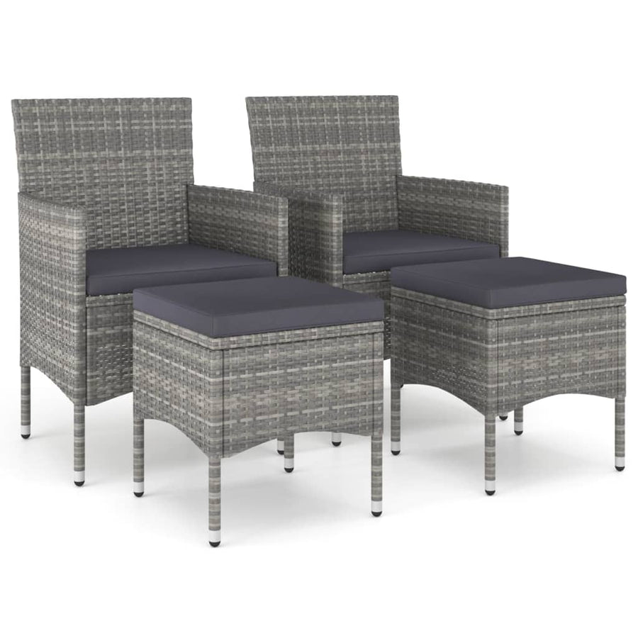 -Delige Tuinstoelen- En Voetenbankenset Poly Rattan Grijs