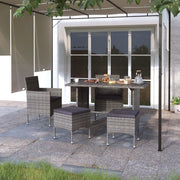 Tuinstoelenset 4-delig polyrattan grijs