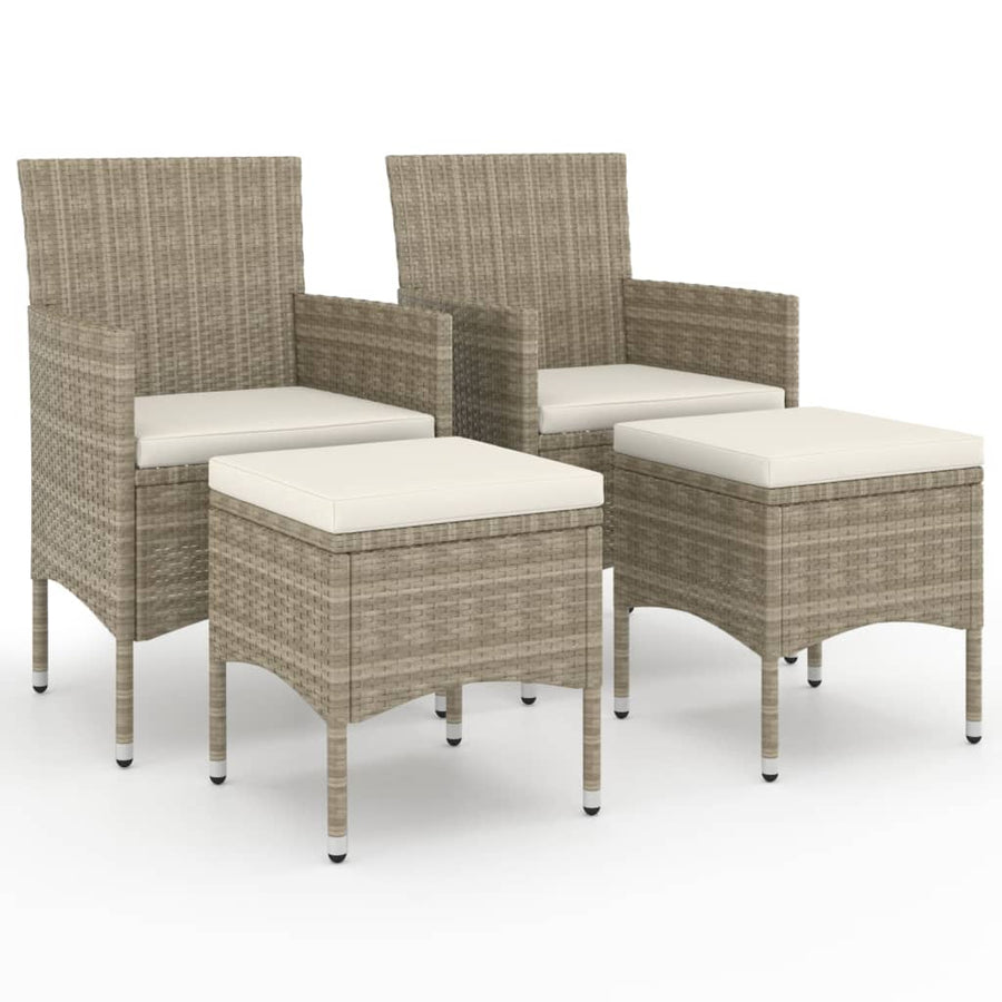 -delige Tuinstoelen- en voetenbankenset poly rattan Beige