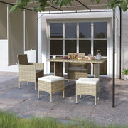 Tuinstoelenset poly rattan 2 stoelen 2 voetenbanken beige