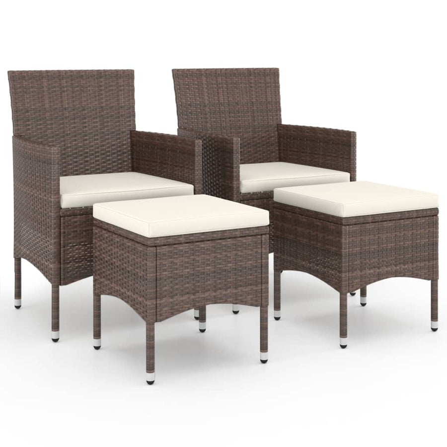 -Delige Tuinstoelen- En Voetenbankenset Poly Rattan Bruin