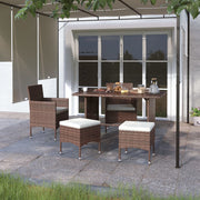 Tuinstoelenset poly rattan bruin 4-delig