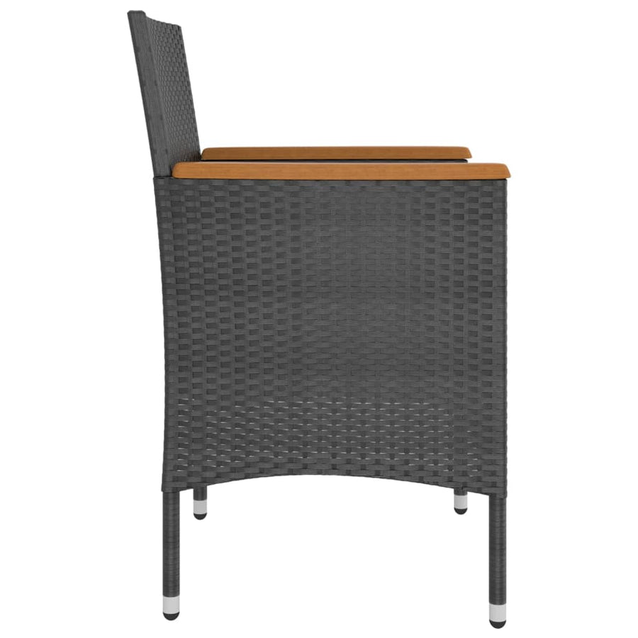 -Delige Tuinstoel- En Voetenbankset Poly Rattan Zwart