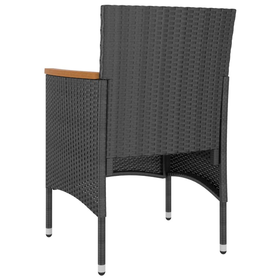 -Delige Tuinstoel- En Voetenbankset Poly Rattan Zwart