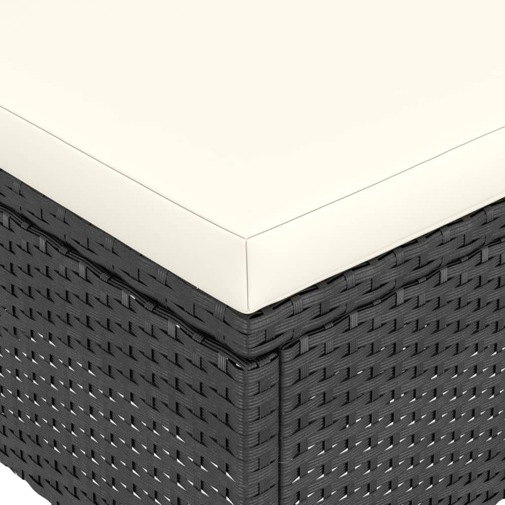 -Delige Tuinstoel- En Voetenbankset Poly Rattan Zwart