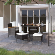 Tuinstoelenset 4-delig poly rattan zwart