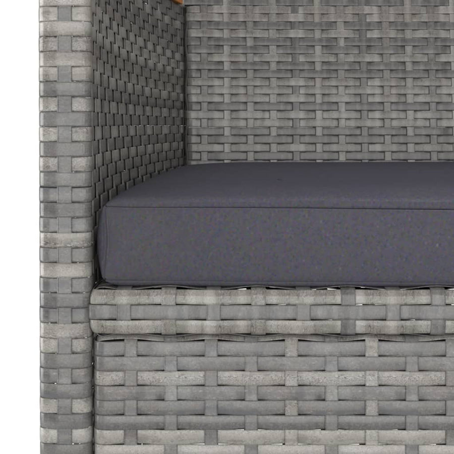 -Delige Tuinstoelen- En Voetenbankenset Poly Rattan Grijs