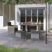 Tuinstoelenset poly rattan grijs 4-delig