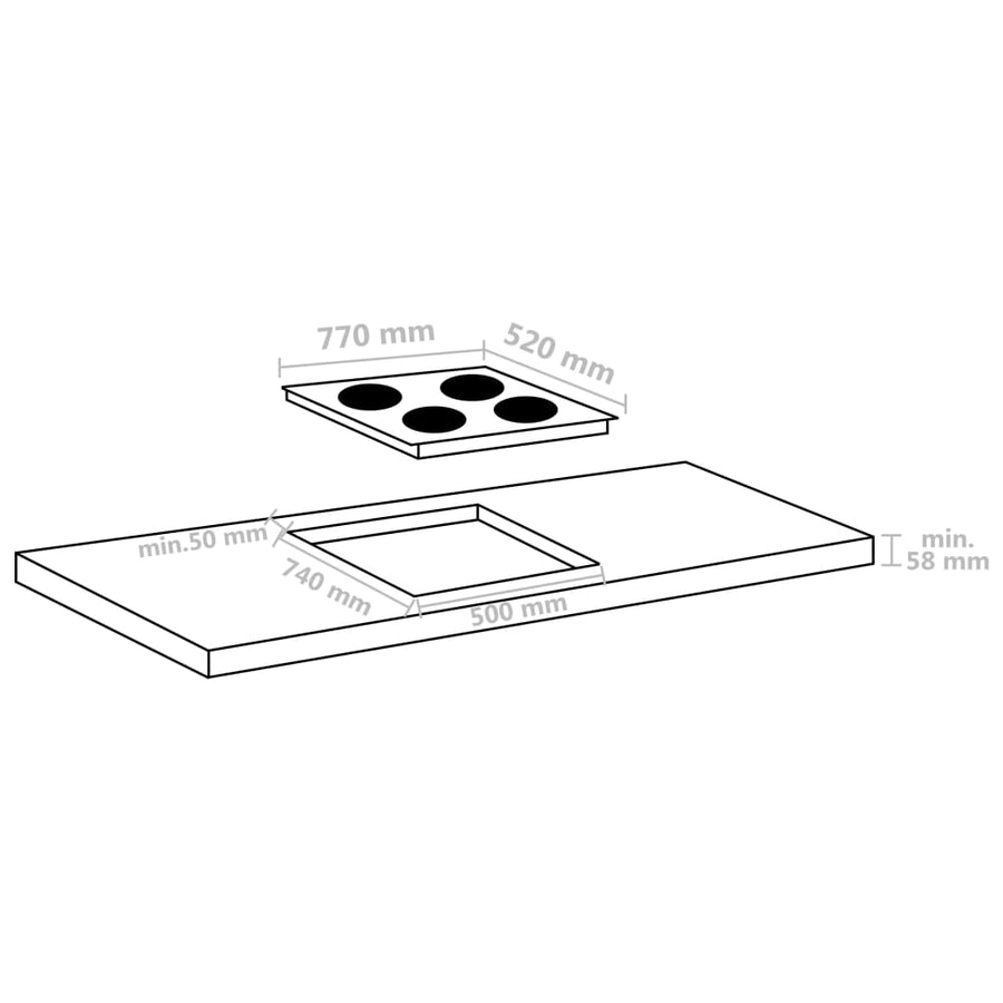 Inductiekookplaat 4 Zones Aanraakbediening Glas 77 cm 7000 w