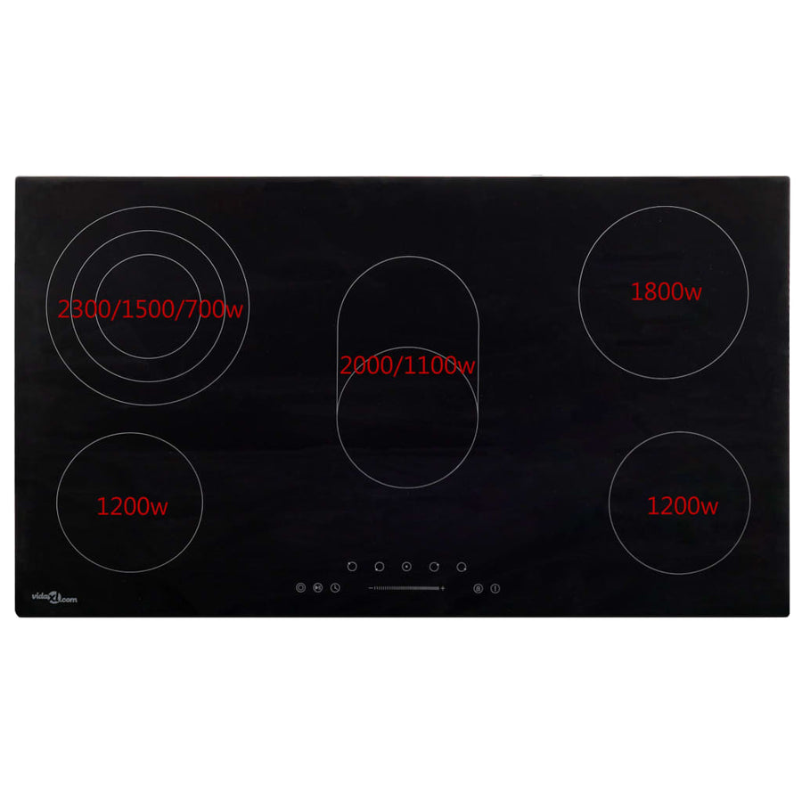 Keramische Kookplaat 5 Kookzones Aanraakbediening 77 cm 8500 w