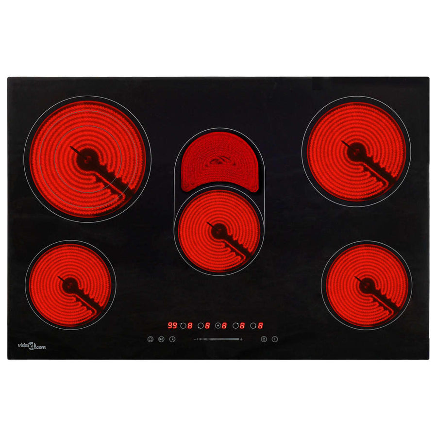 Keramische Kookplaat 5 Kookzones Aanraakbediening 90 cm 8500 w