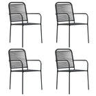 Garden chairs 4 pcs cotton rope and steel black