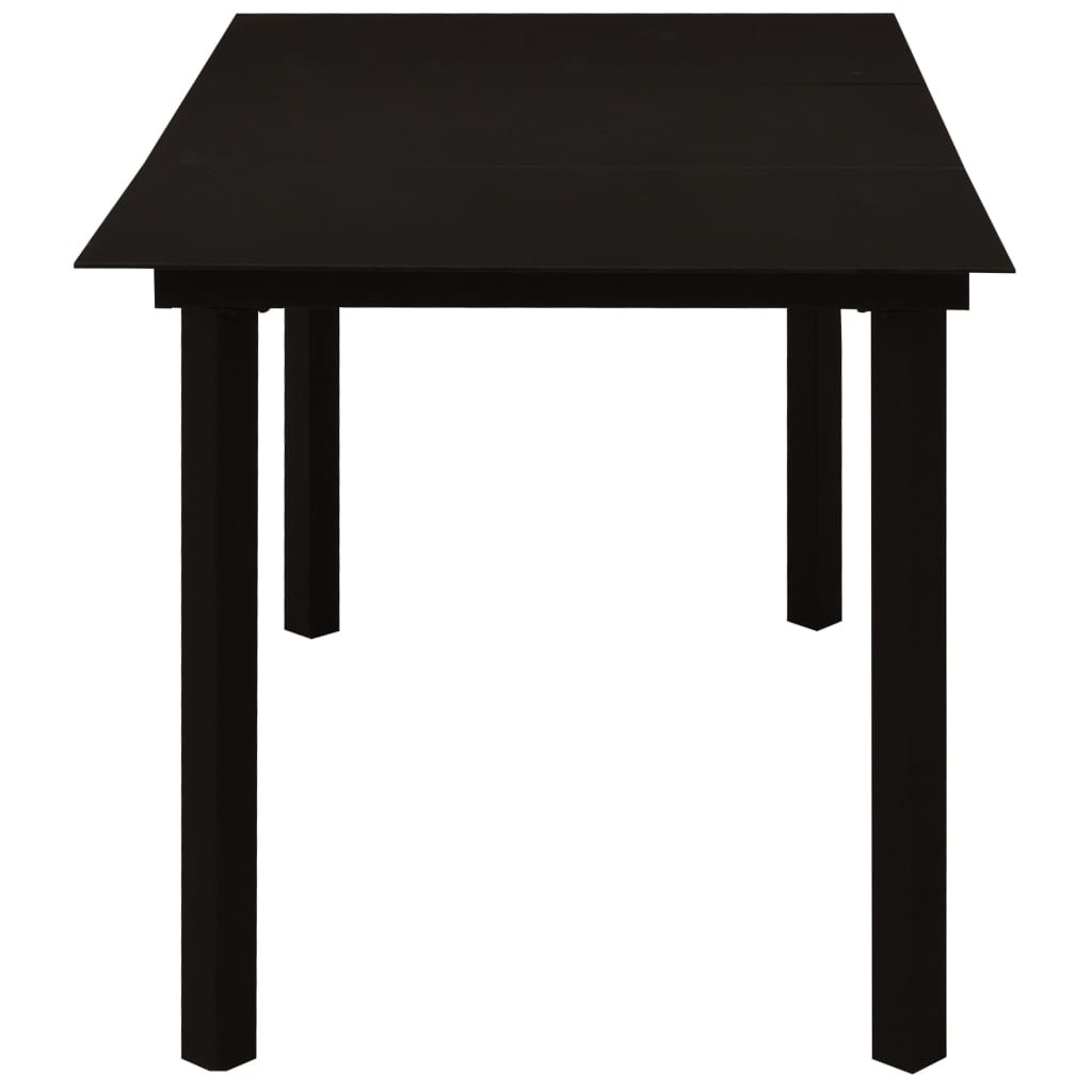 Tuintafel Staal En Glas Zwart 150 x 80 x 74 cm
