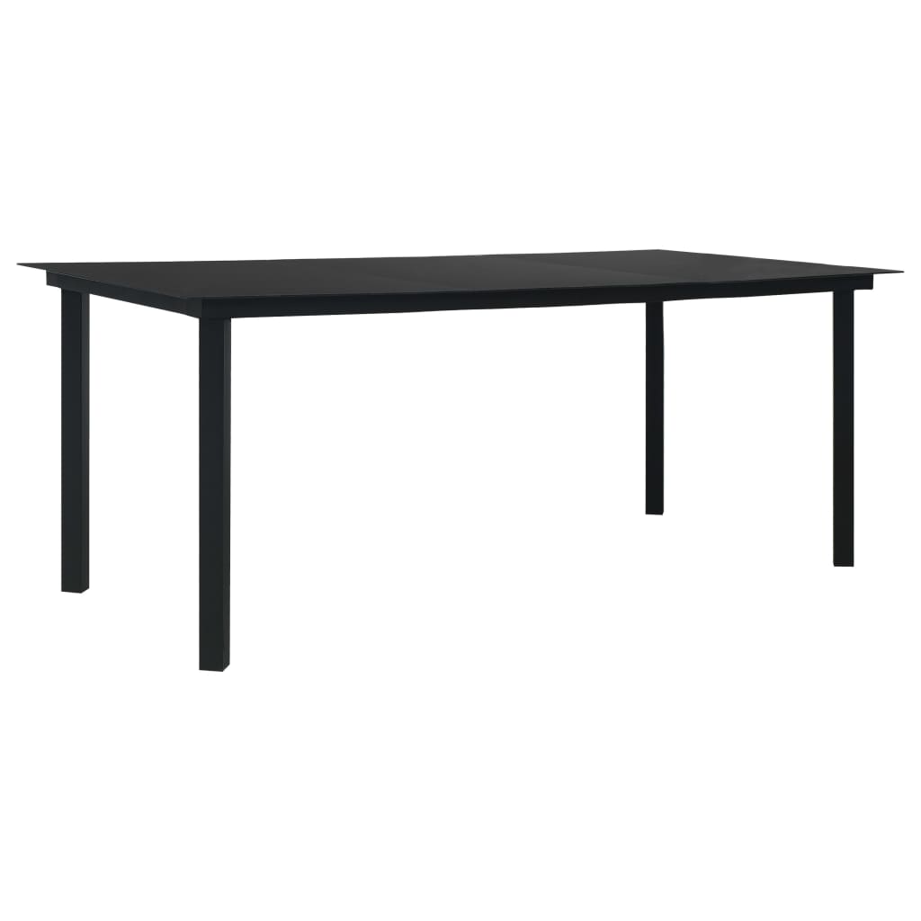Tuintafel 190x90x74 cm staal en glas zwart