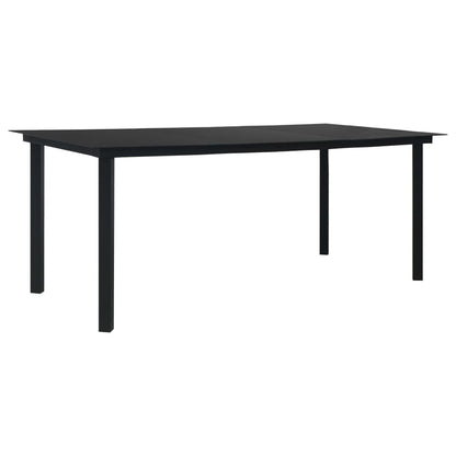 Tuintafel 190x90x74 cm staal en glas zwart