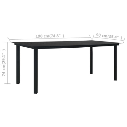 Tuintafel 190x90x74 cm staal en glas zwart