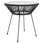 Tuintafel Ø70x74 cm polyrattan glas zwart