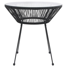 Tuintafel Ø70X74 Cm Rattan En Glas Zwart
